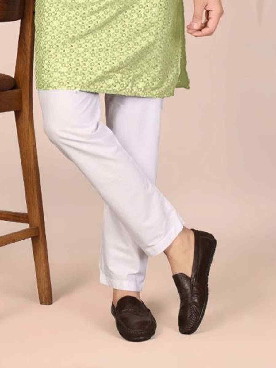 Pista Cotton Embroidery Festival Wedding Party Mens Kurta