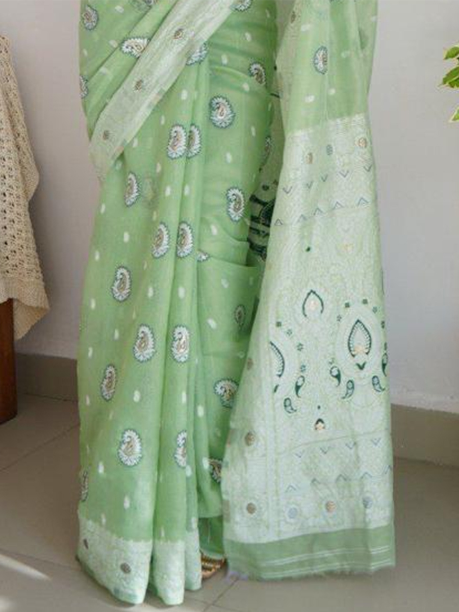 Pista Cotton Printed Casual Festival Contemporary Saree