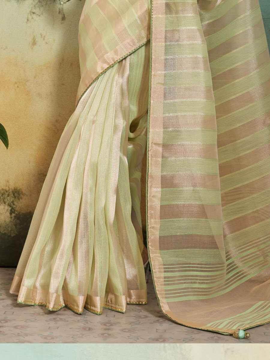 Pista Cotton Silk Blend Zari Weaving Wedding Reception Party Festival Casual Heavy Border Sarees