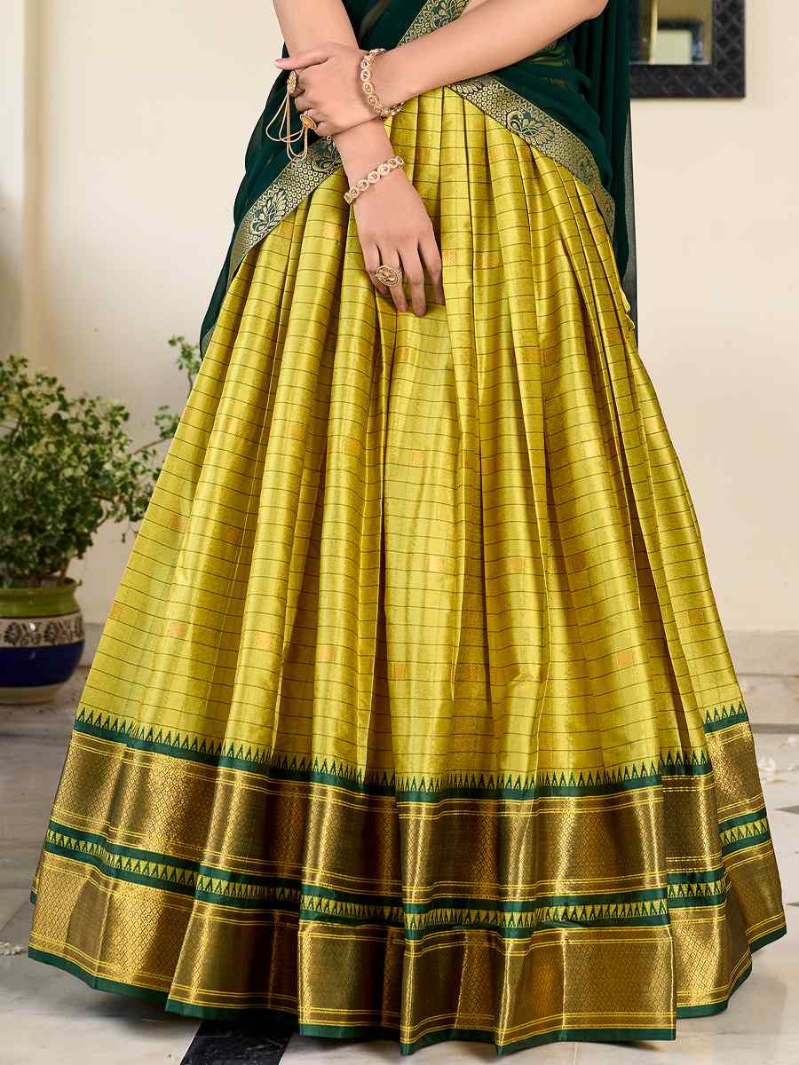 Pista Cotton Silk Handwoven Reception Wedding Lehenga Choli