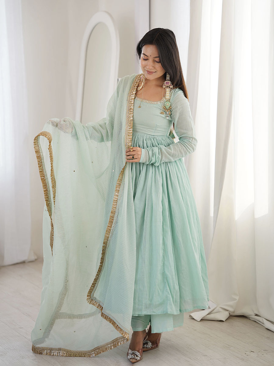 Pista Georgette Embroidery Zari Lace Wedding Party Festival Casual Ready Anarkali Palazzo Pant Salwar Kameez