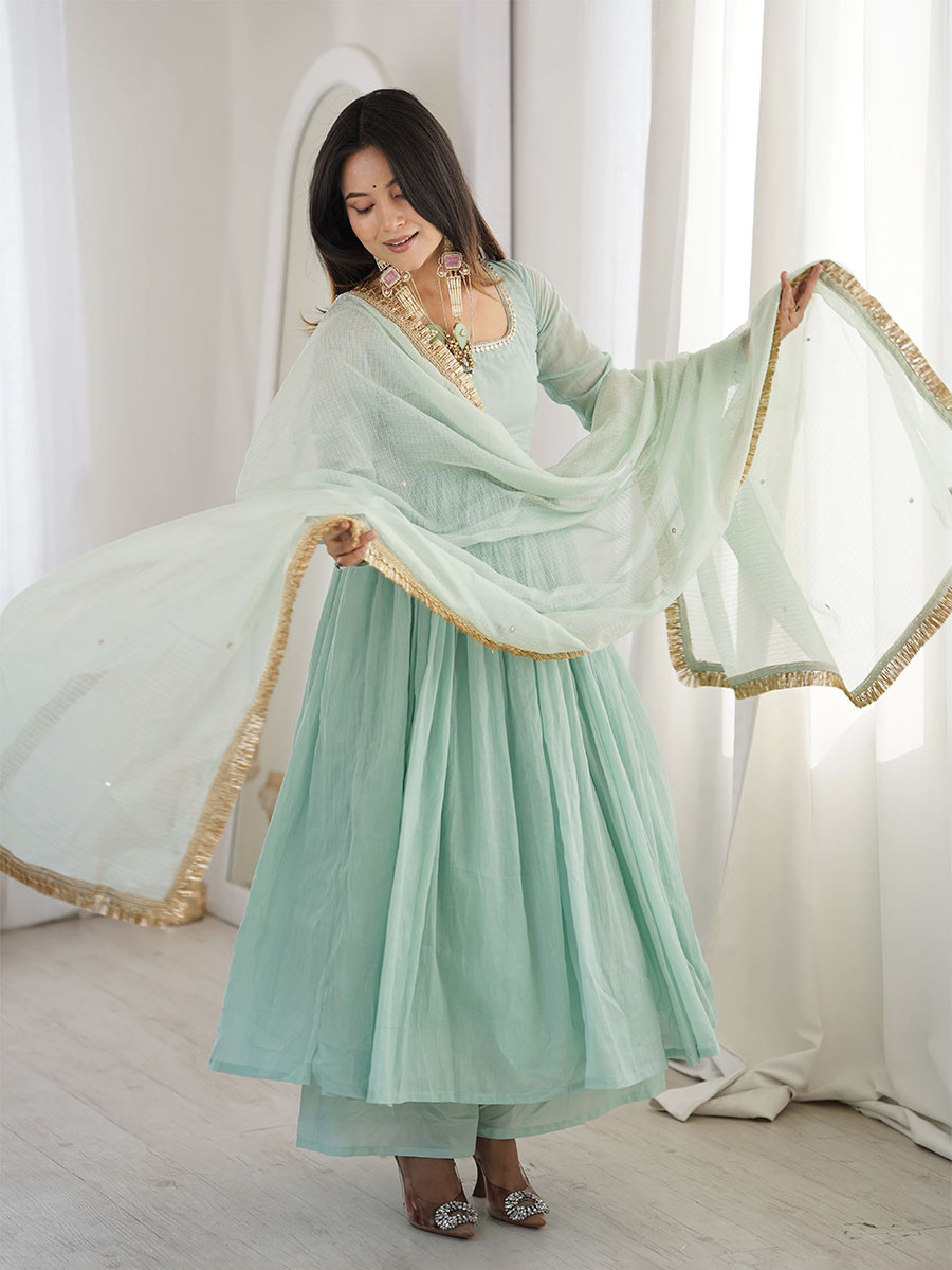 Pista Georgette Embroidery Zari Lace Wedding Party Festival Casual Ready Anarkali Palazzo Pant Salwar Kameez