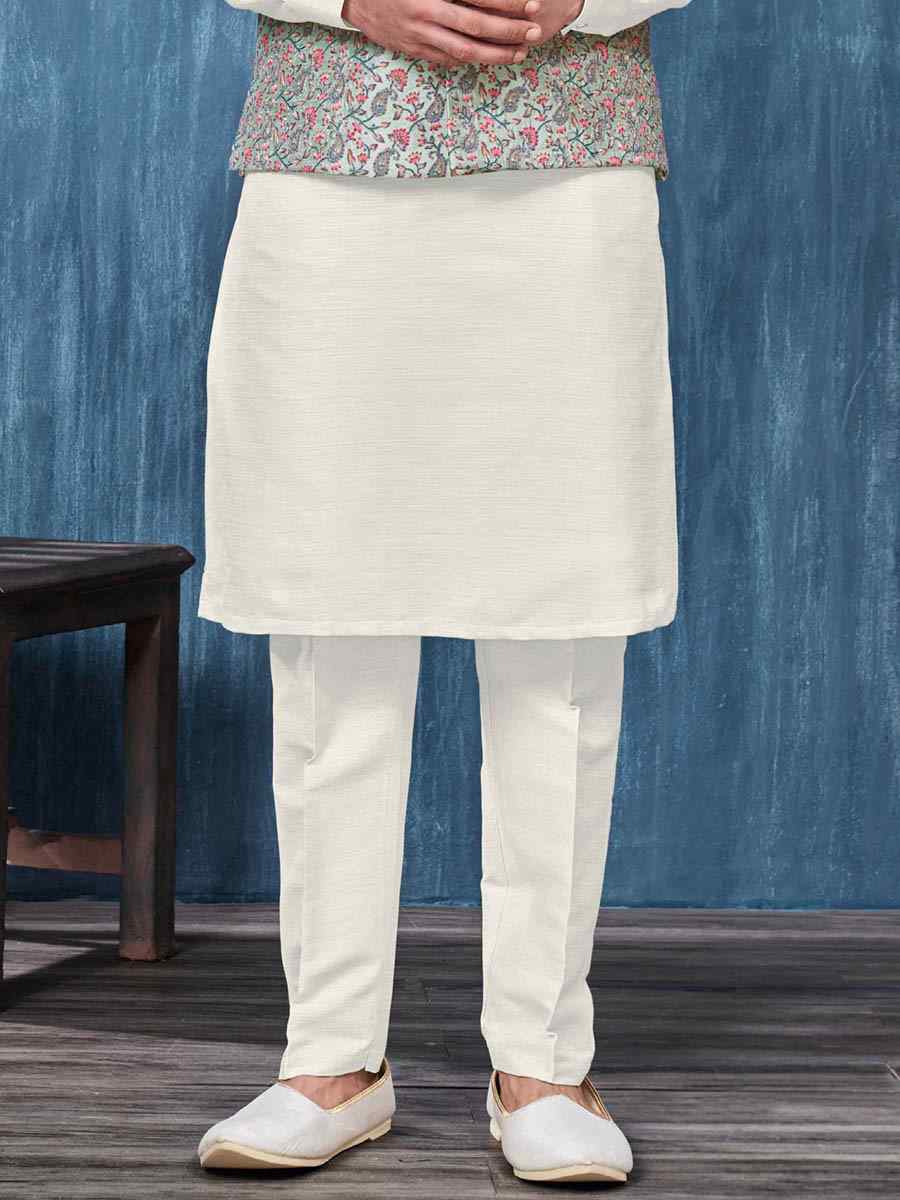 Pista Green Art Banarasi Silk Woven Festival Wedding Kurta