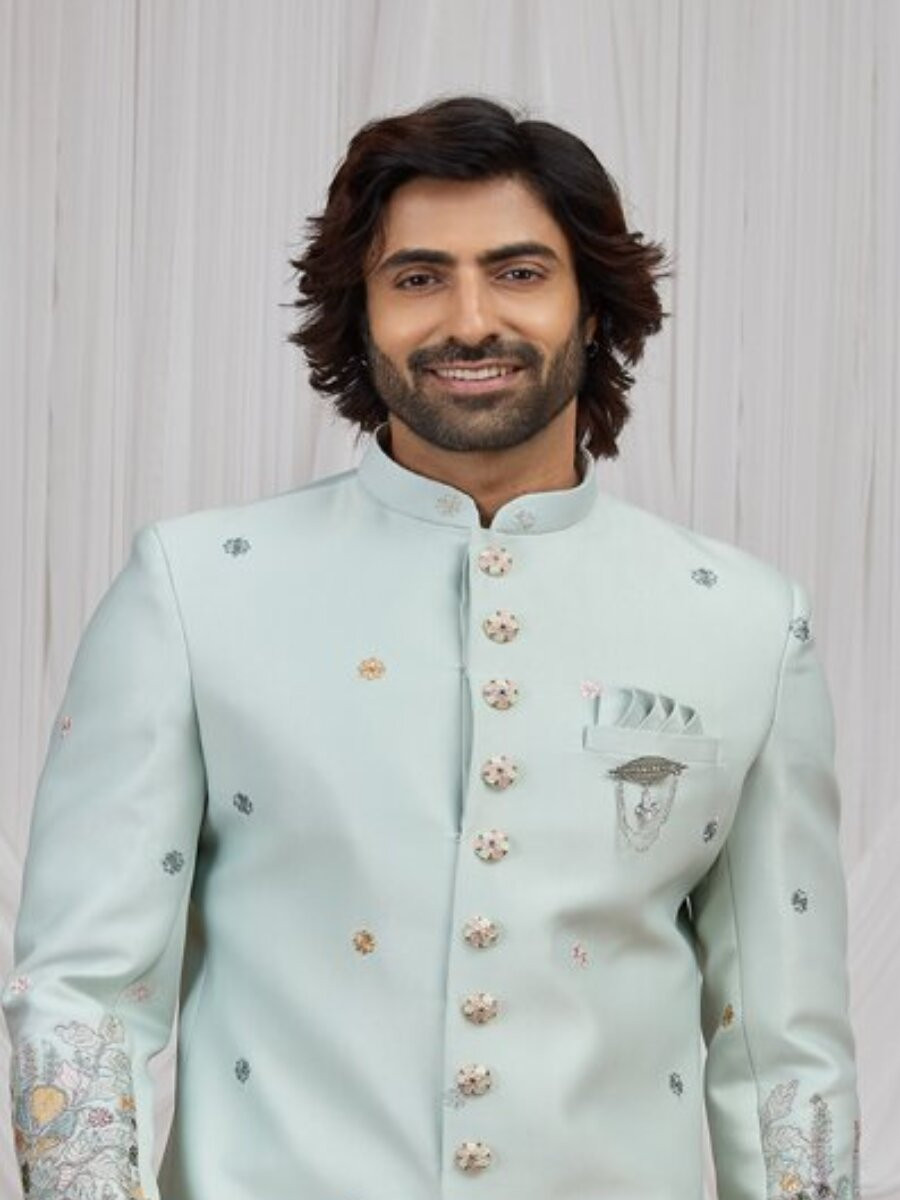 Pista green Art silk Embroidery Wedding Party Festival Groom Sherwani