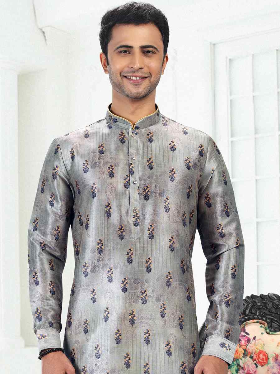 Pista Green Banarasi Silk Woven Festival Party Kurta