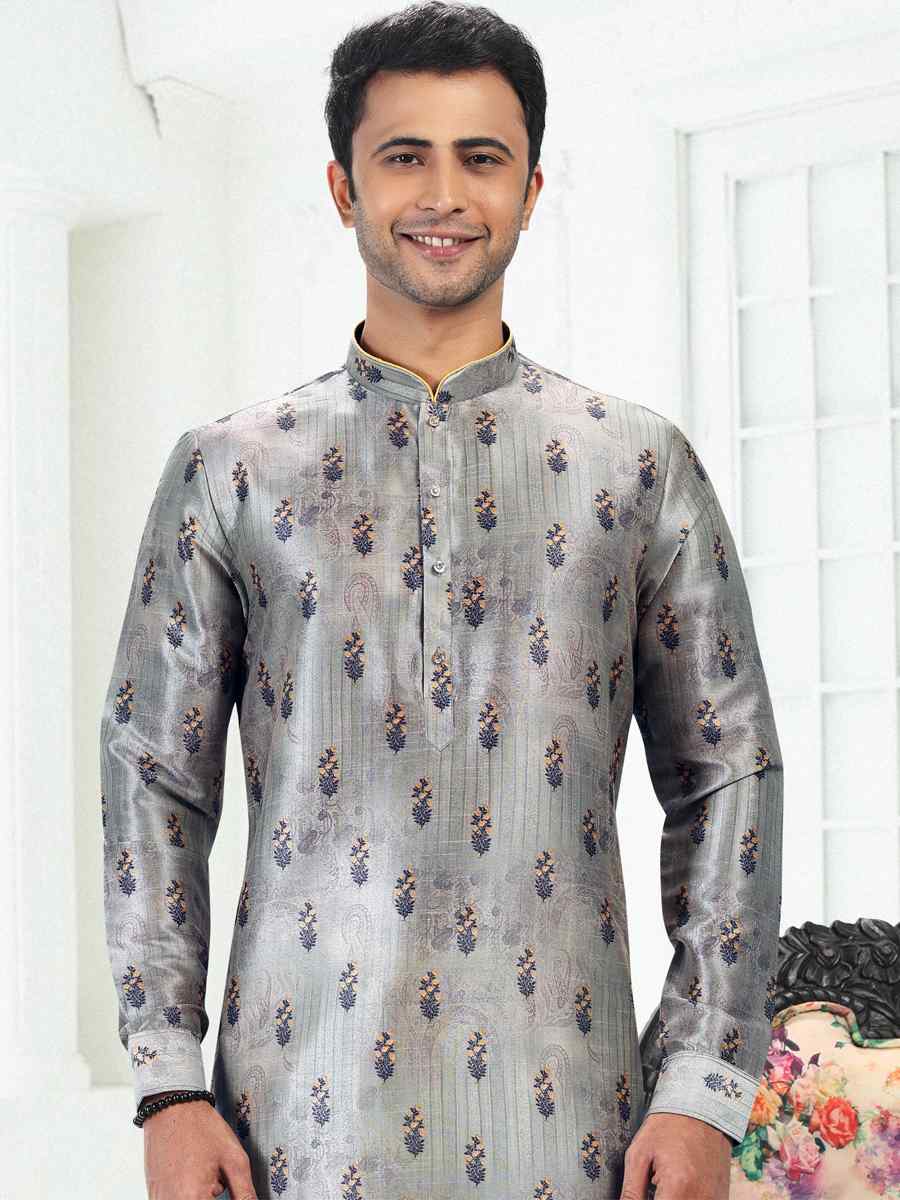 Pista Green Banarasi Silk Woven Festival Party Kurta