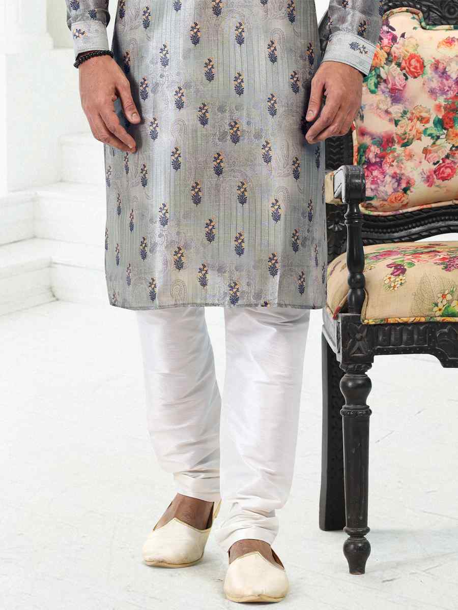 Pista Green Banarasi Silk Woven Festival Party Kurta