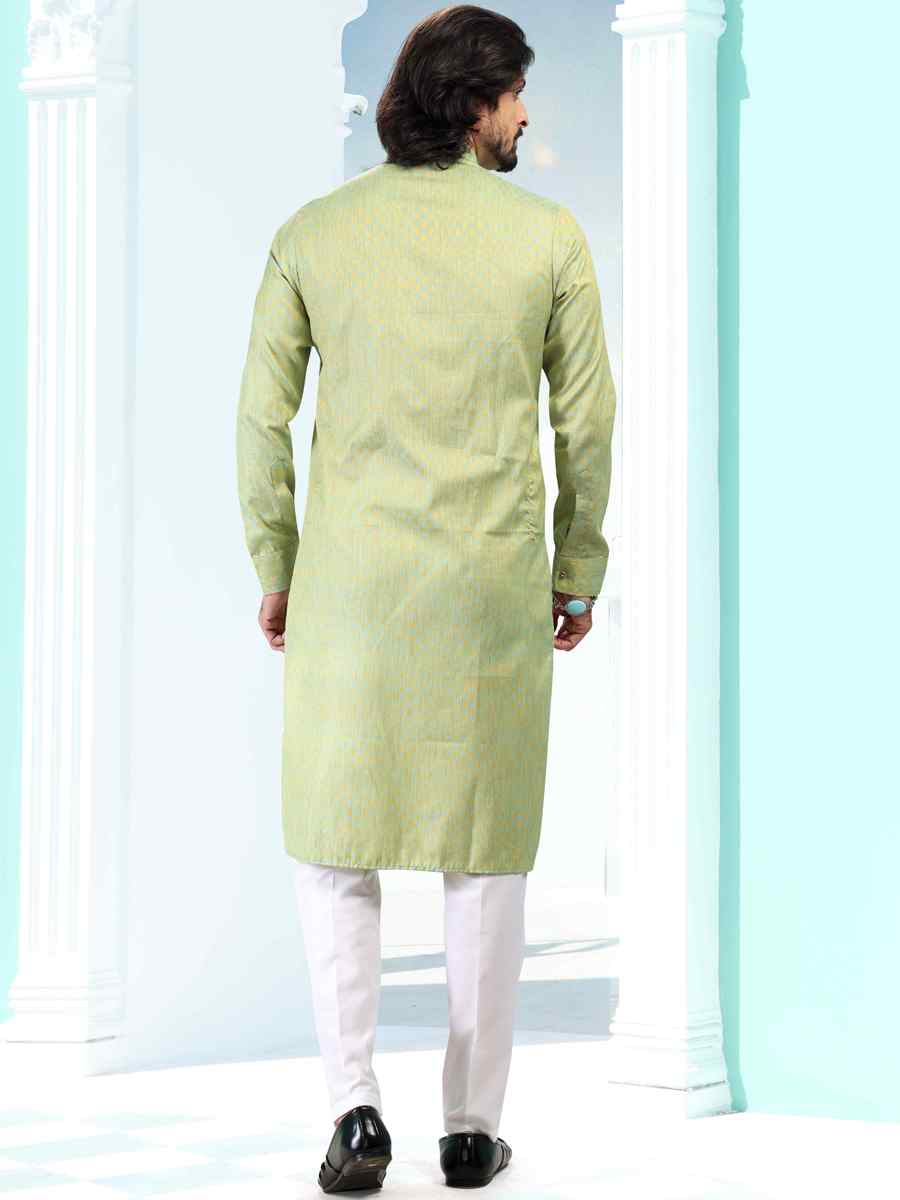 Pista Green Fancy Silk Woven Festival Casual Kurta