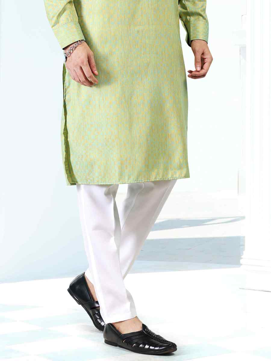 Pista Green Fancy Silk Woven Festival Casual Kurta