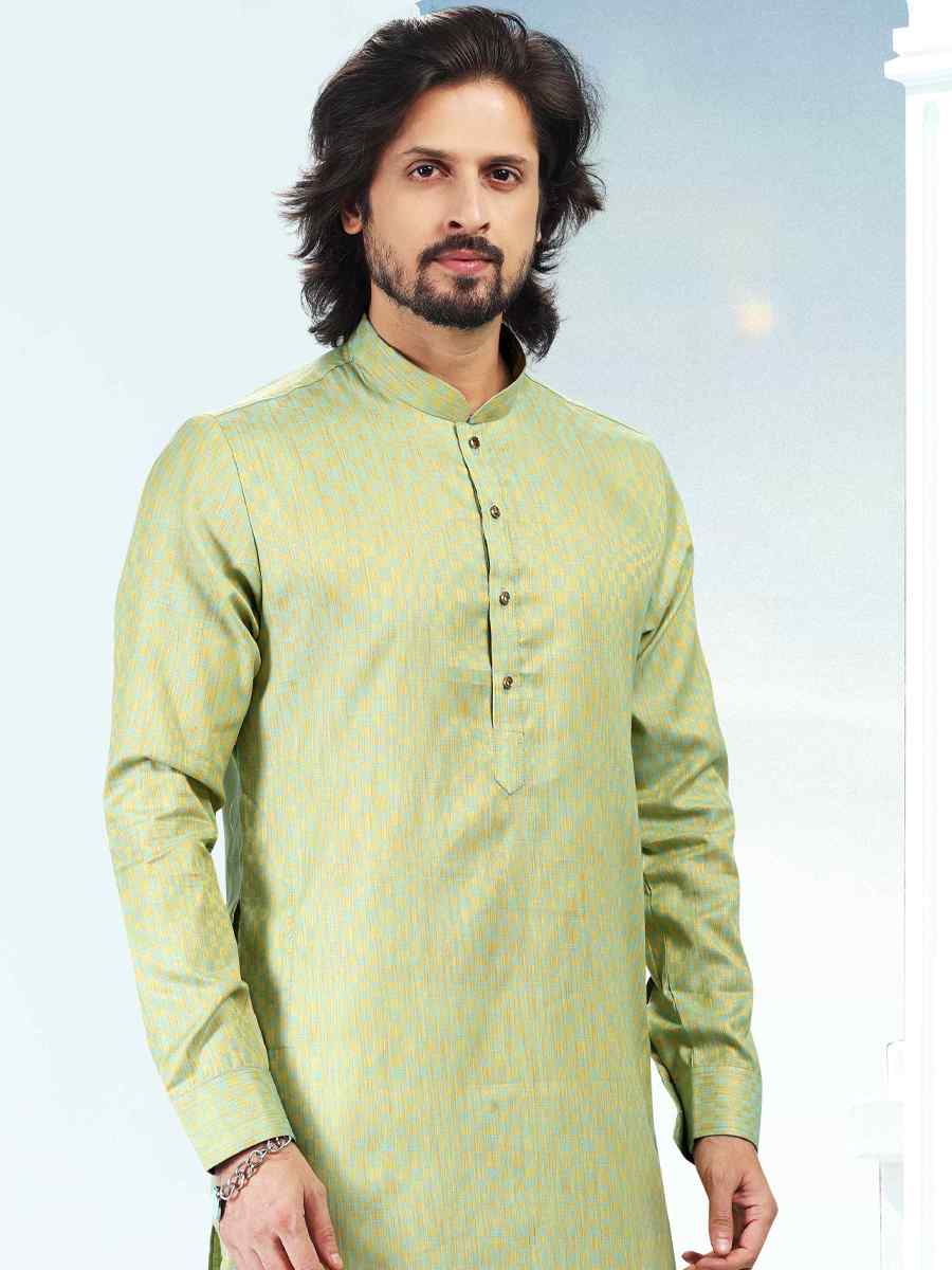 Pista Green Fancy Silk Woven Festival Casual Kurta