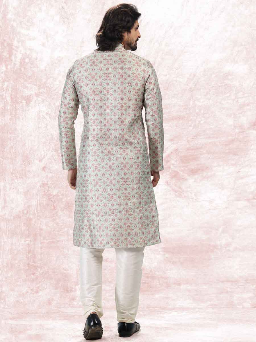 Pista Green Jacquard Banarasi Silk Woven Festival Wedding Kurta