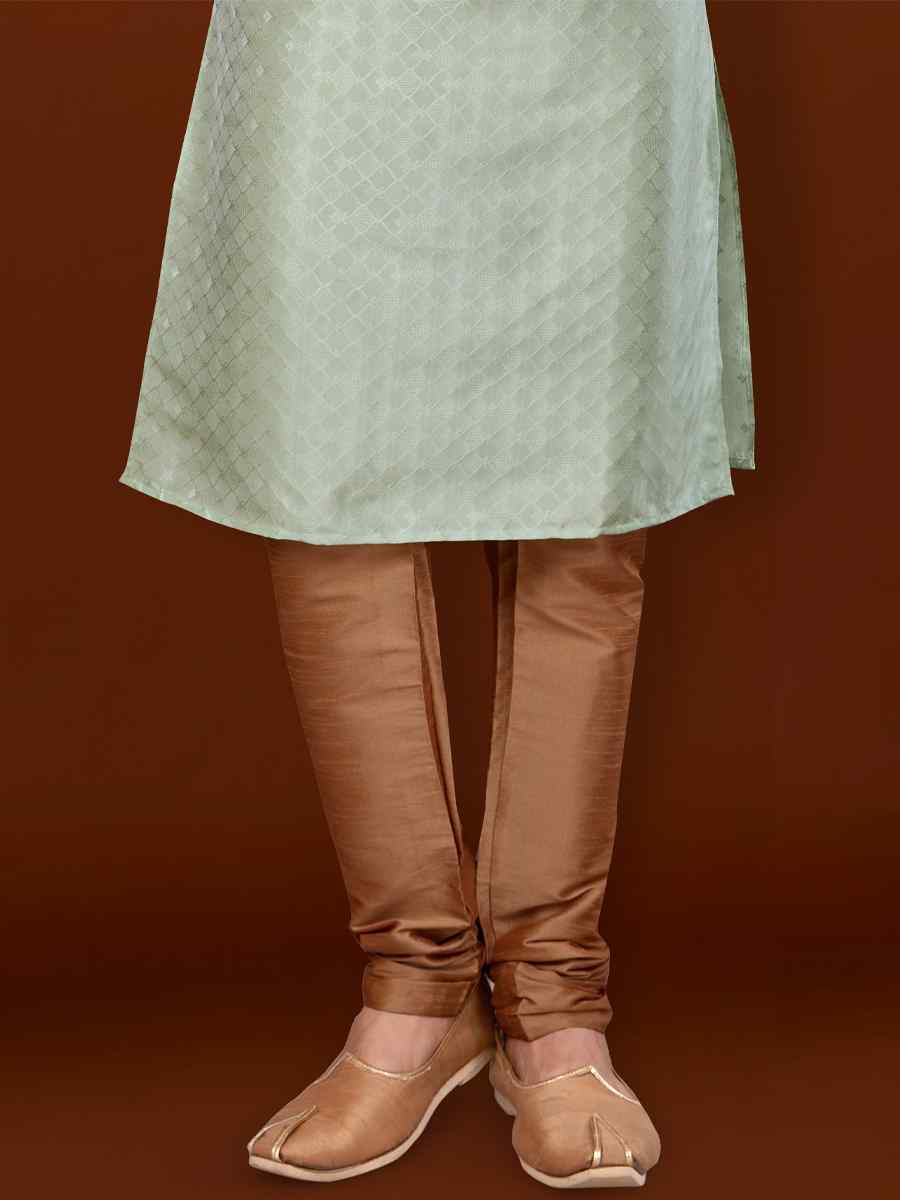Pista Green Jacquard Woven Wedding Festival Kurta