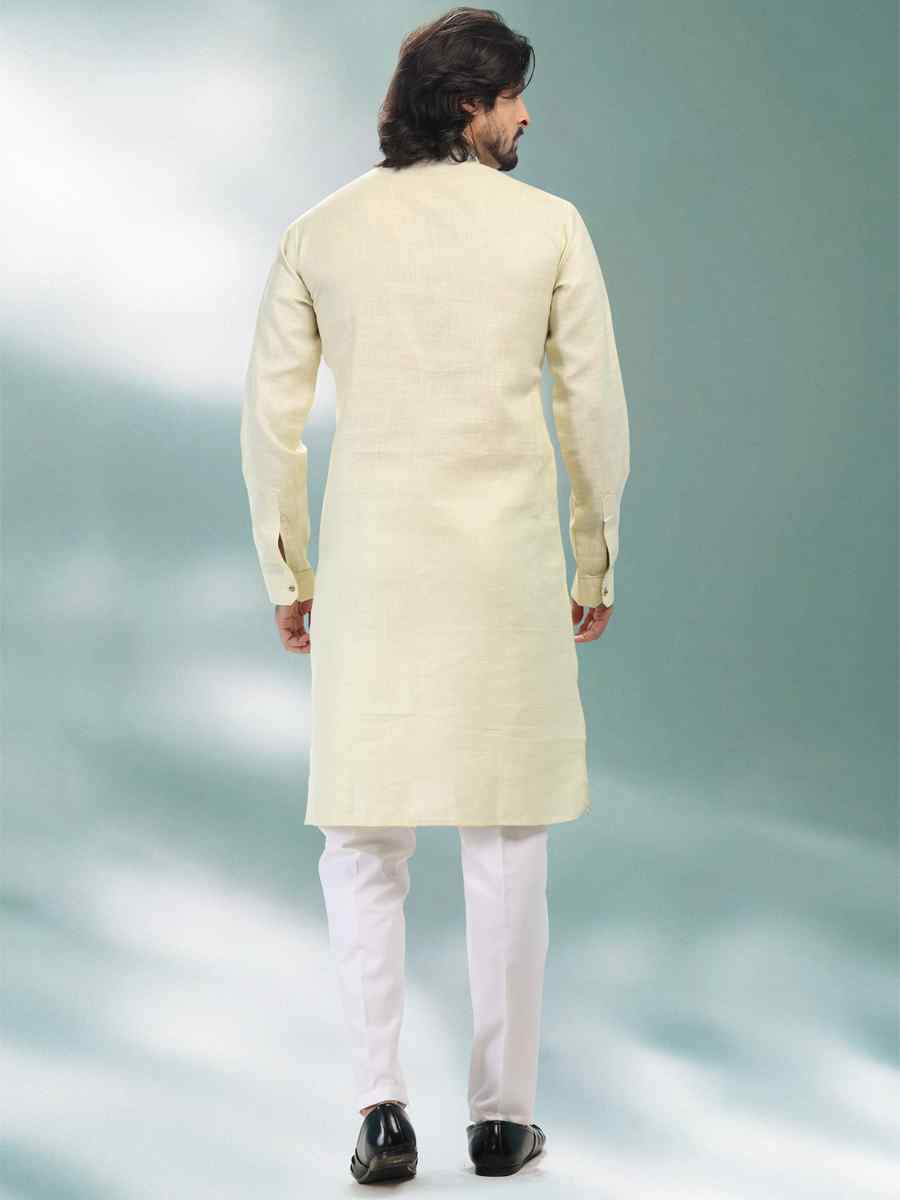 Pista Green Premium Linen Cotton Woven Festival Party Kurta