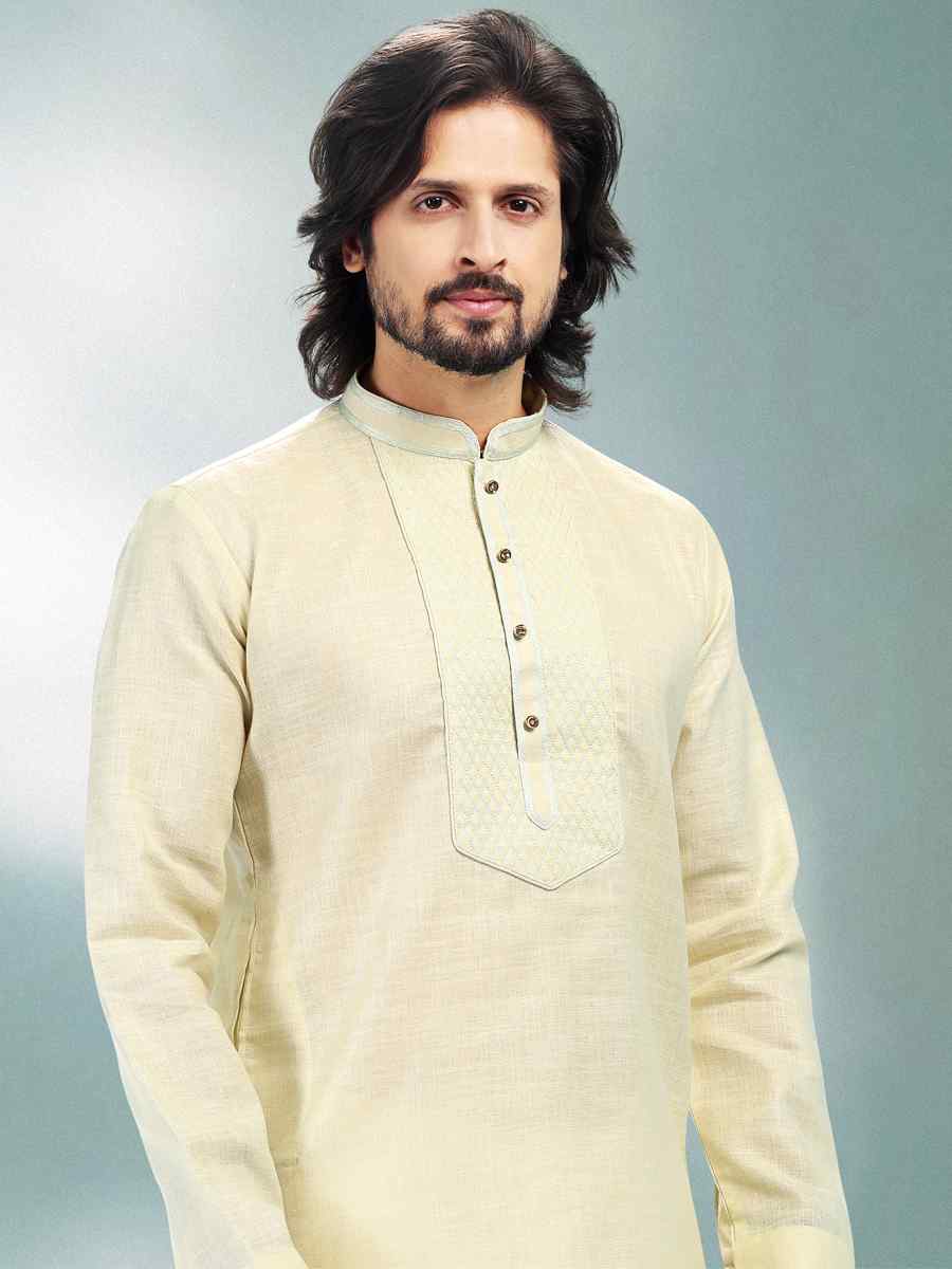 Pista Green Premium Linen Cotton Woven Festival Party Kurta