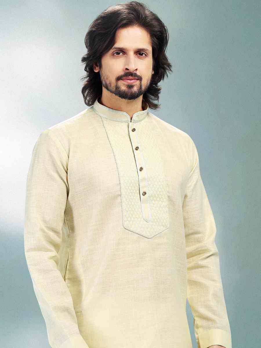 Pista Green Premium Linen Cotton Woven Festival Party Kurta