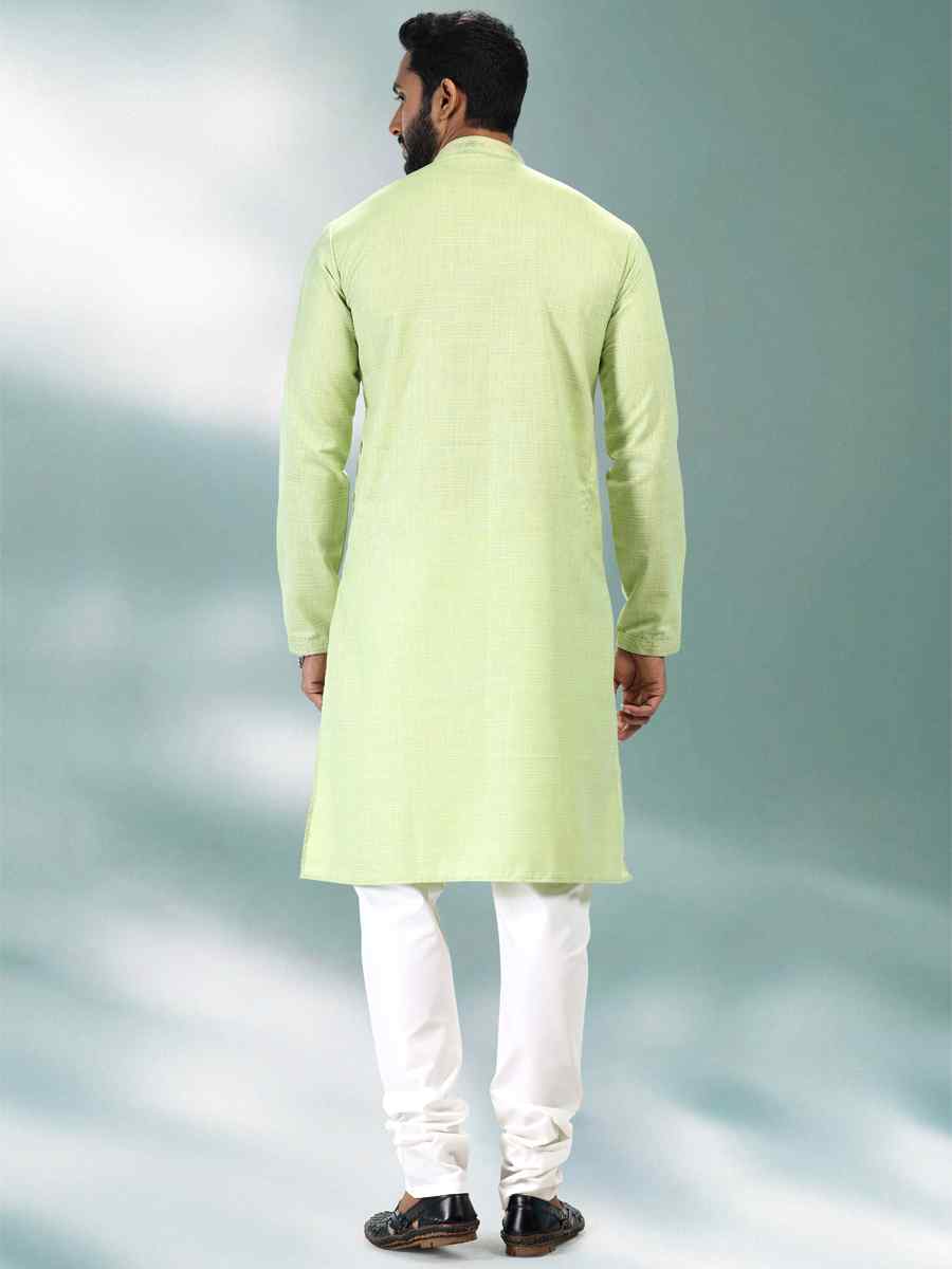 Pista Green Premium Linen Cotton Woven Festival Party Kurta