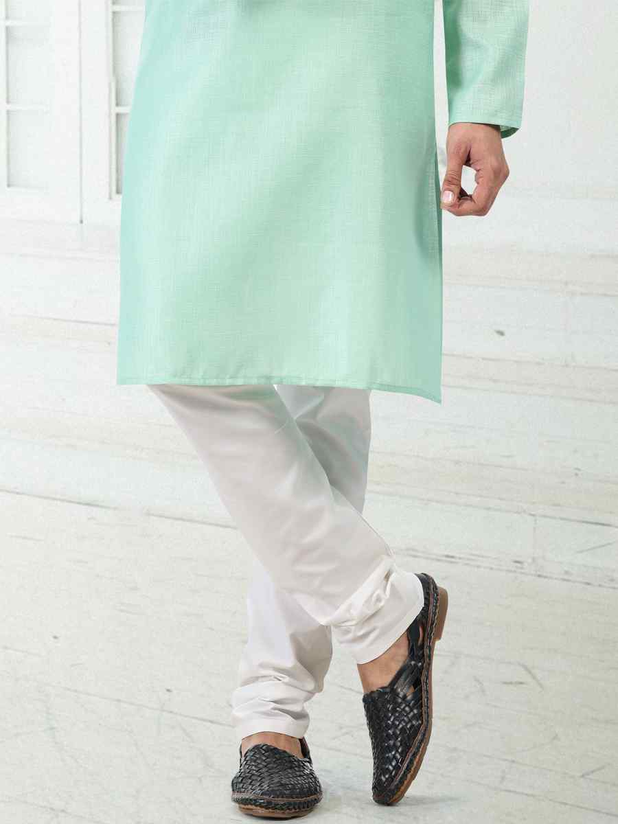 Pista Green Premium Linen Cotton Woven Festival Wedding Kurta