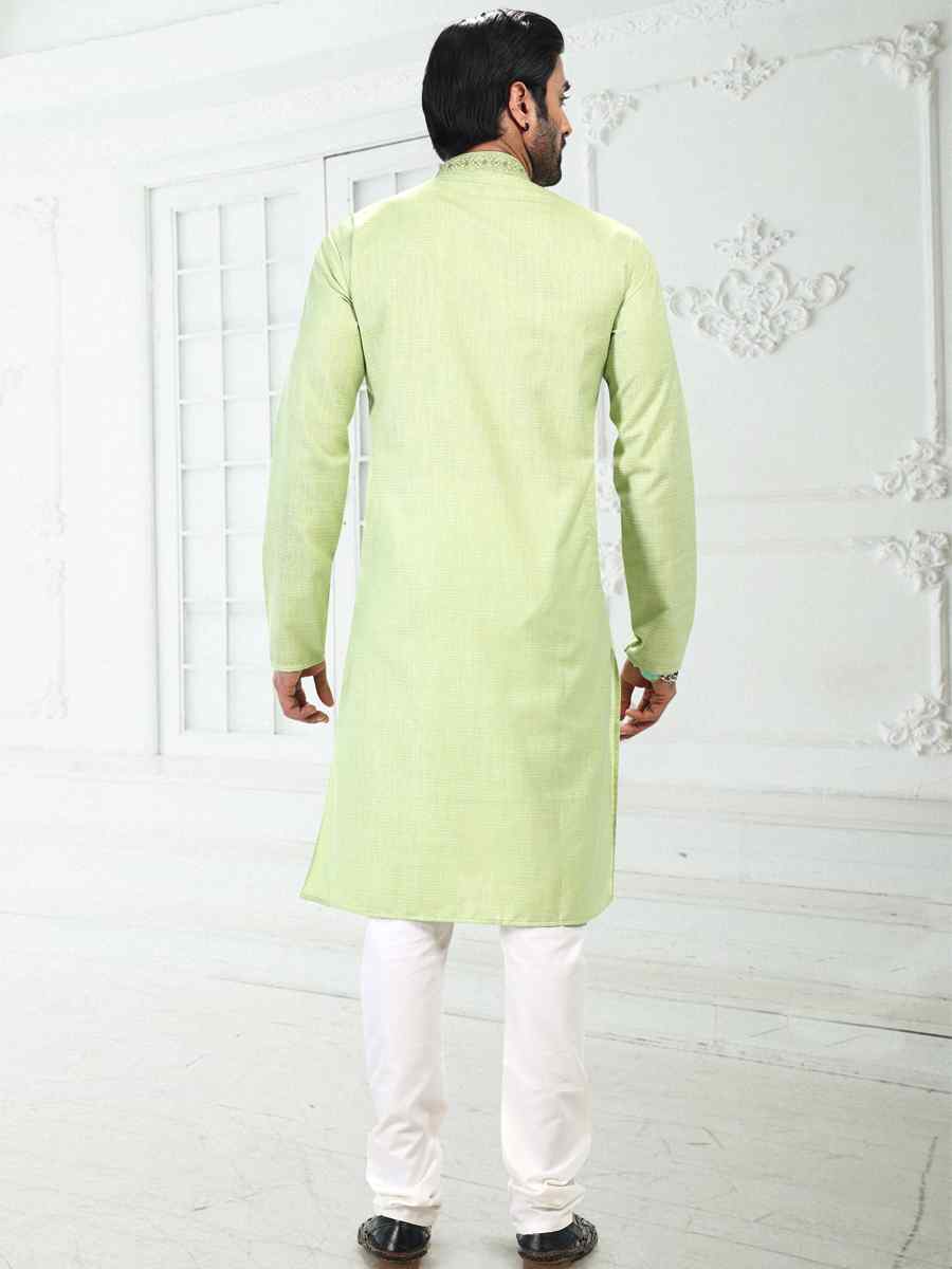 Pista Green Premium Linen Cotton Woven Festival Wedding Kurta