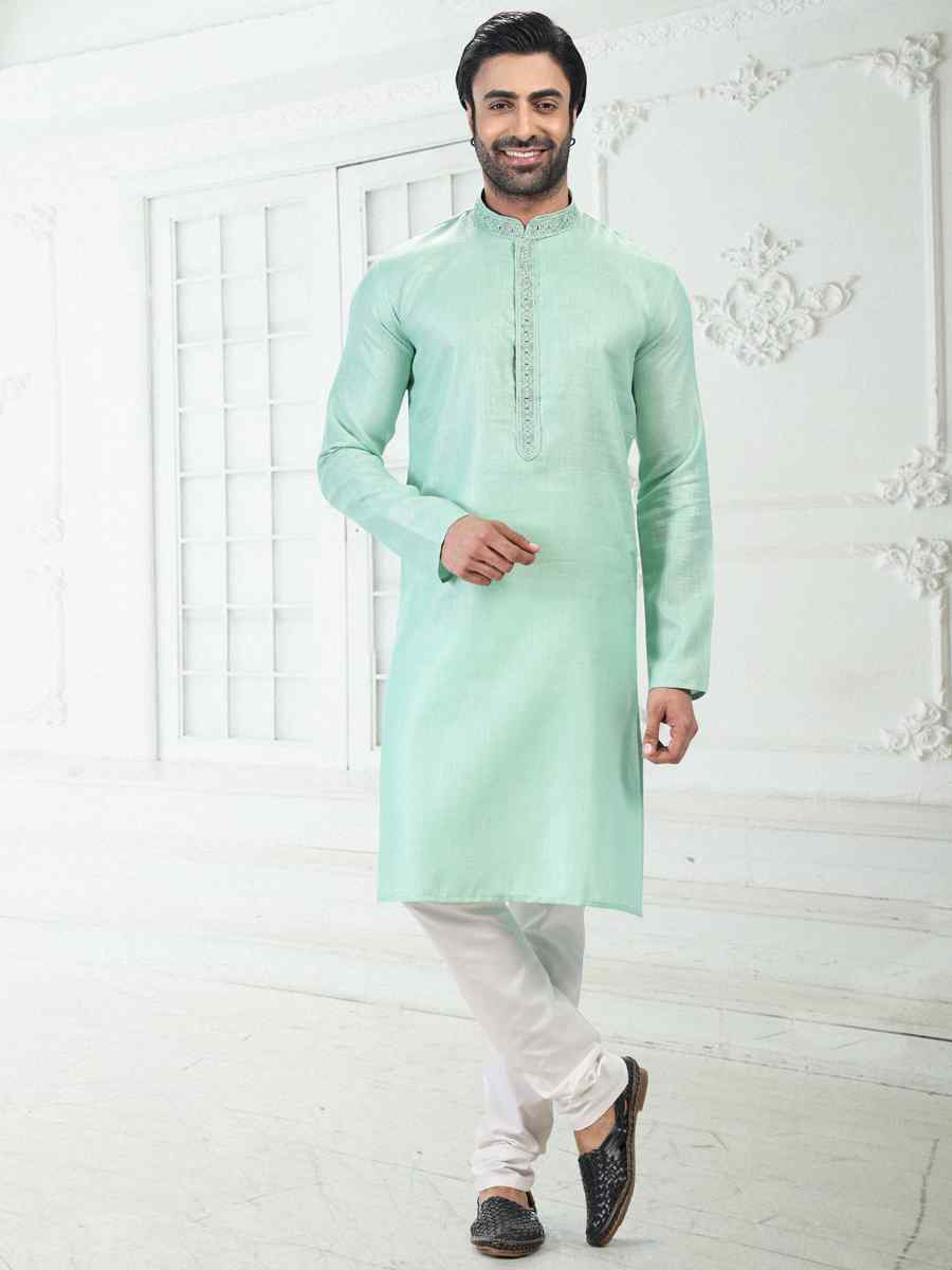 Pista Green Premium Linen Cotton Woven Festival Wedding Kurta