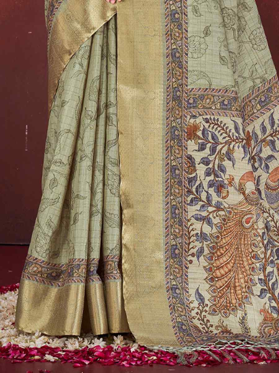 Pista Green Printed Handwoven Traditional Bridal Reception Festival Wedding Fancy Classic Style Sarees