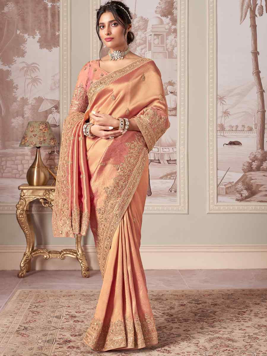 Pista Green Silk Embroidered Festival Wedding Fancy Heavy Border Saree