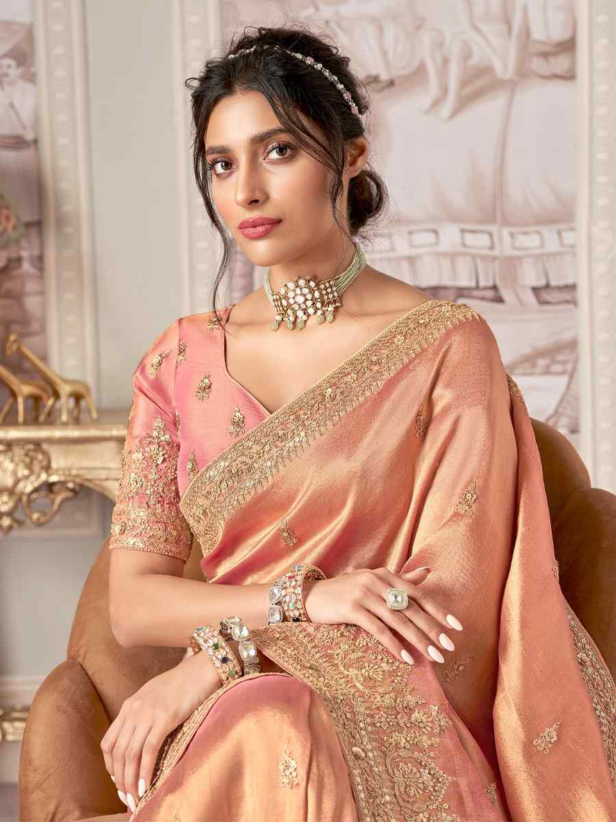 Pista Green Silk Embroidered Festival Wedding Fancy Heavy Border Saree