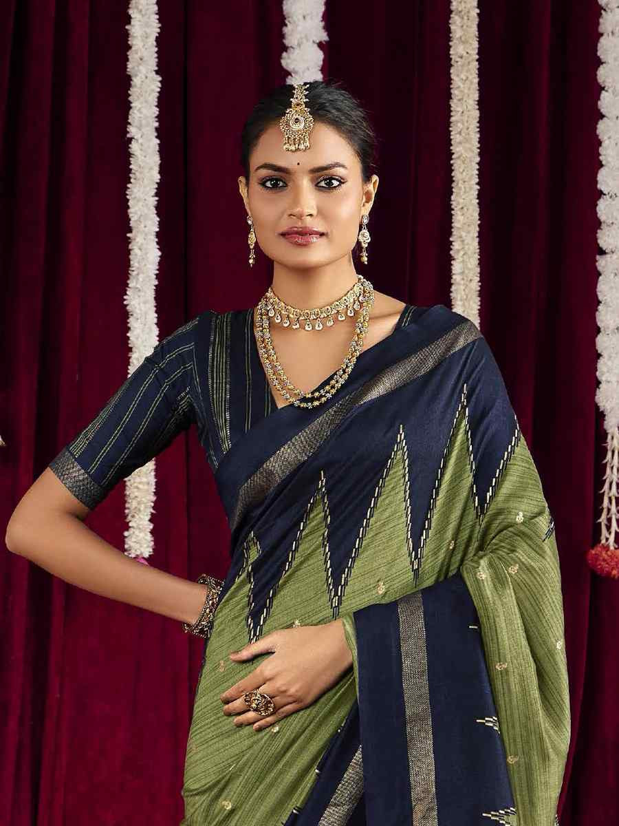 Pista Green Silk Printed Bridal Reception Festival Wedding Fancy Heavy Border Saree