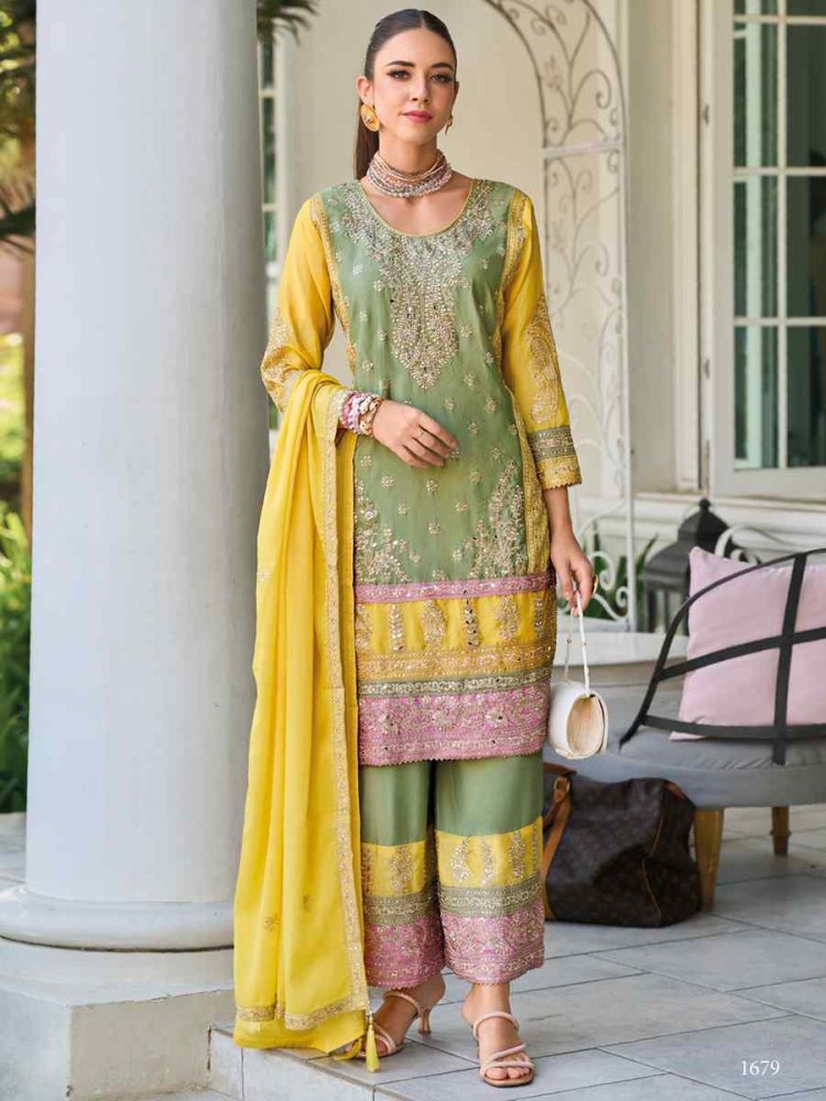 Pista Heavy Chinon Embroidered Festival Casual Ready Pant Salwar Kameez