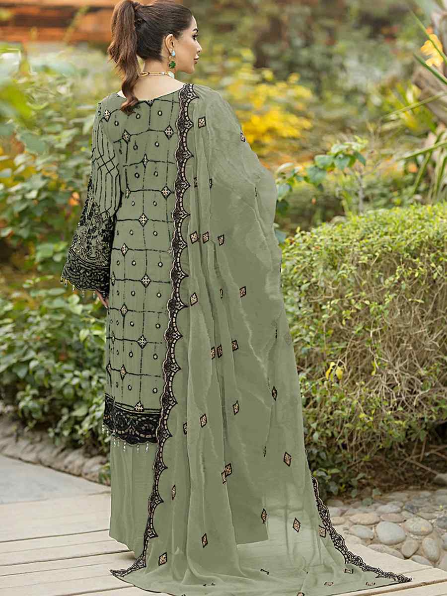 Pista Heavy Faux Georgette Embroidered Festival Party Palazzo Pant Salwar Kameez