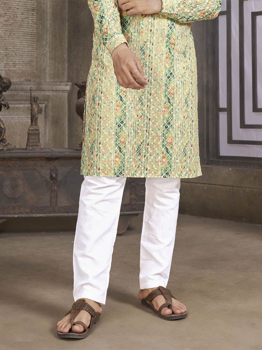 Pista Heavy PC Cotton Printed Festival Casual Kurta