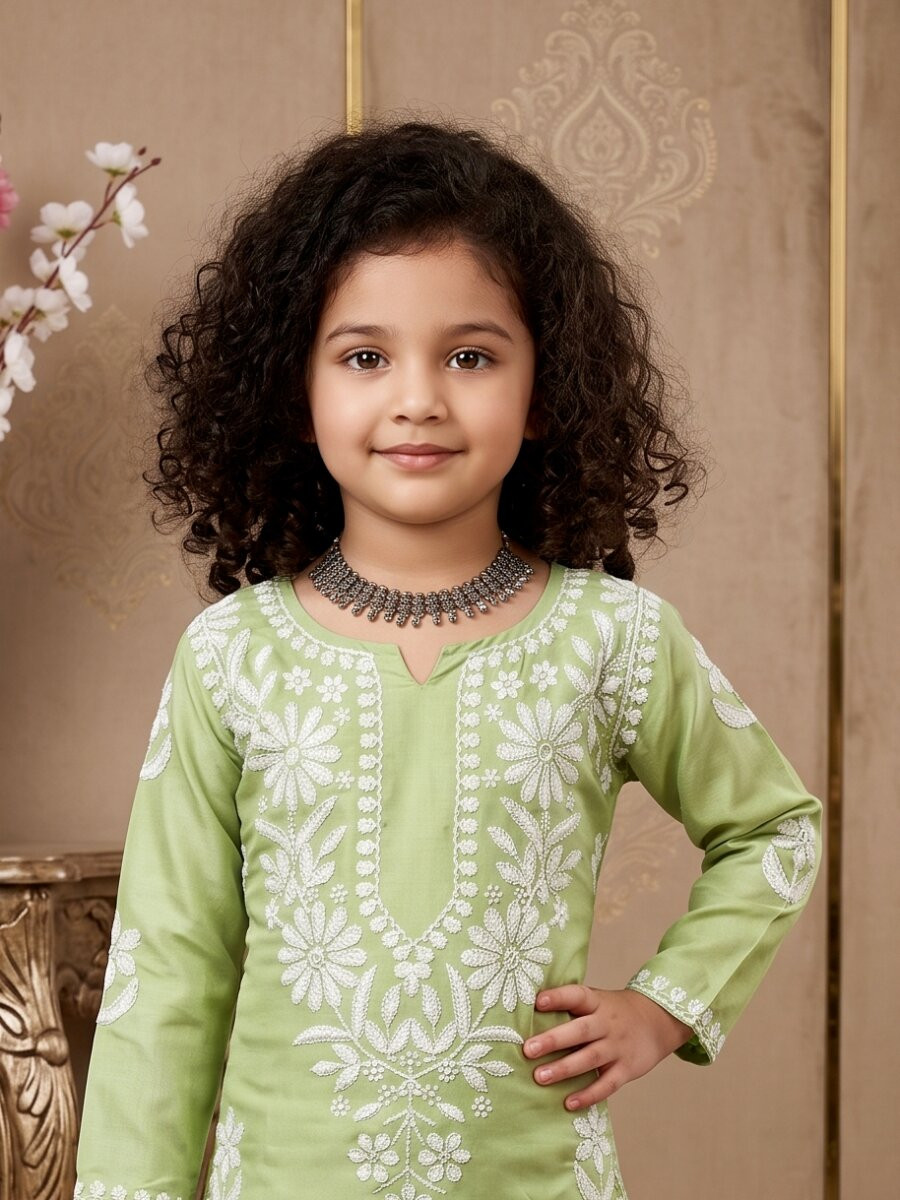 Pista Heavy rayon cotton Embroidered Ethnic Casual Festival Party Wedding Kurta Sharara Girls Wear