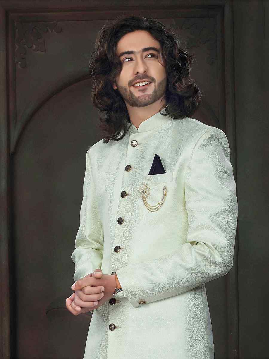Pista Imported Woven Party Wedding Sherwani