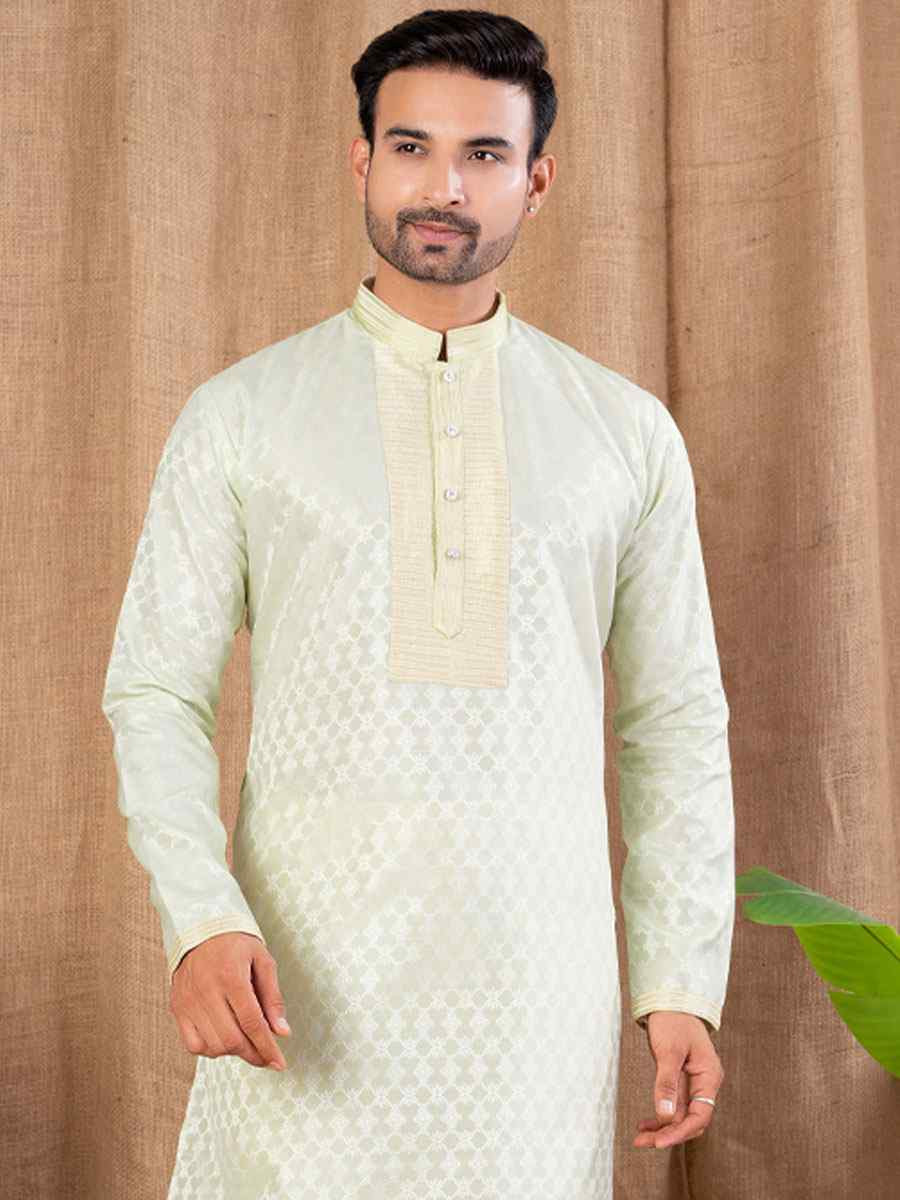 Pista Jacquard Embroidery Festival Wedding Party Mens Kurta