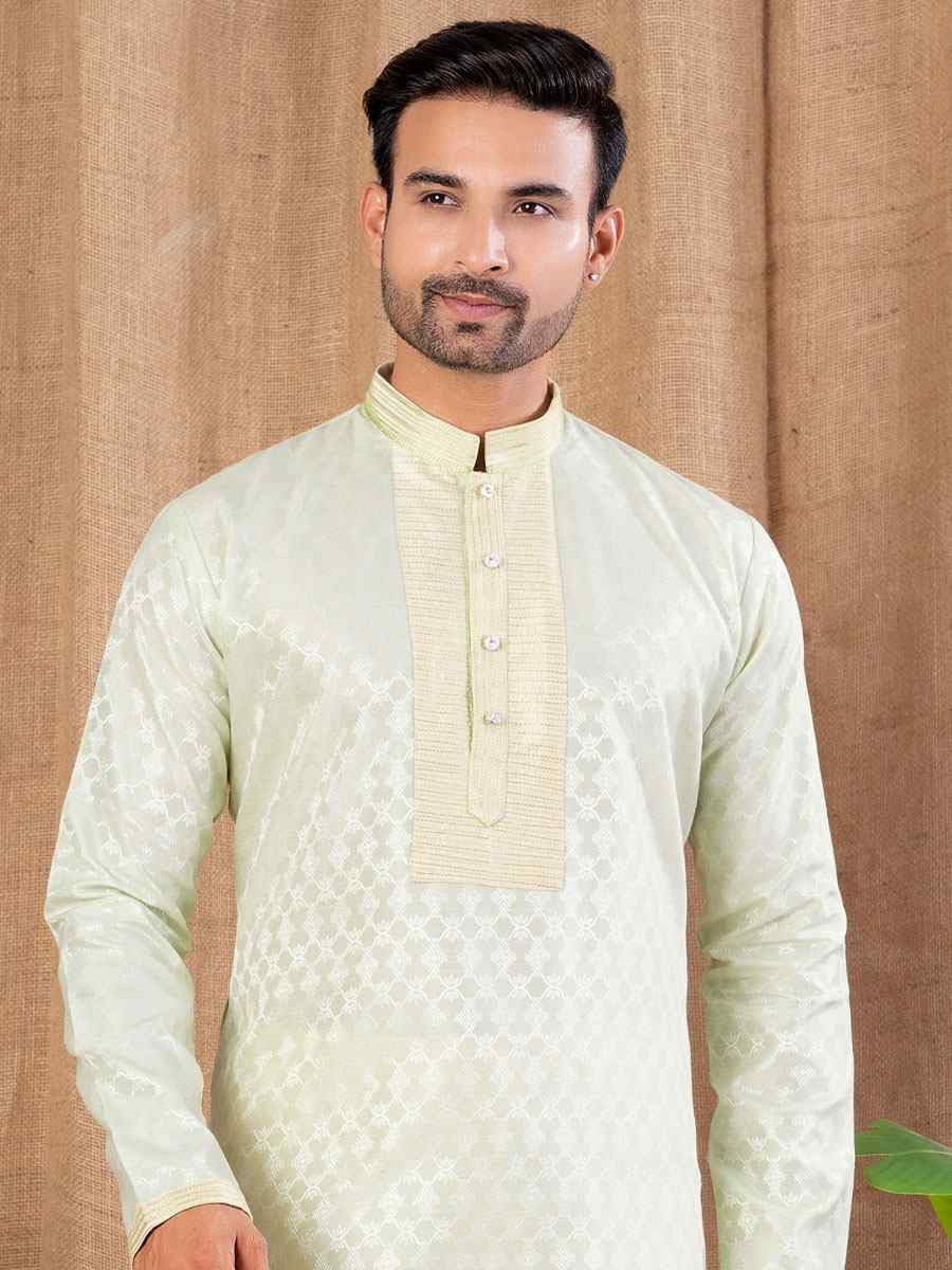 Pista Jacquard Embroidery Festival Wedding Party Mens Kurta