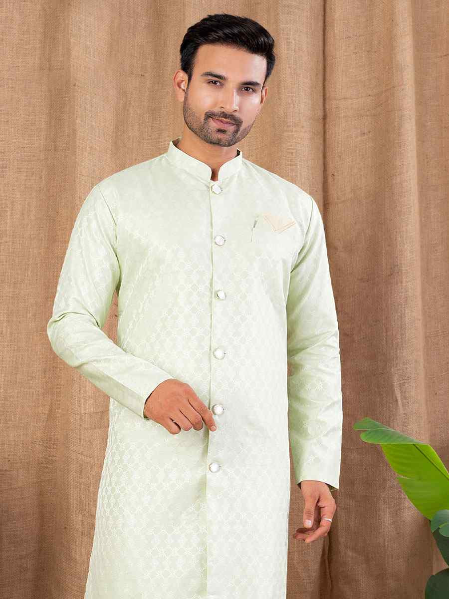 Pista Jacquard Embroidery Festival Wedding Party Mens Kurta