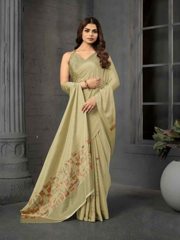 Image of Pista Malai Crepe Silk Printed Casual Reception Festival Wedding Fancy Classic Style Sarees