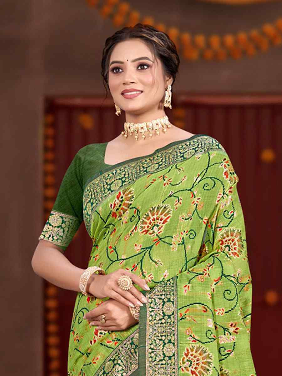 Pista Meenakari Cotton Silk Handwoven Casual Reception Festival Wedding Fancy Classic Style Sarees