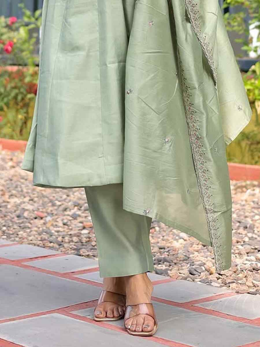 Pista Muslin Embroidery Party Wedding Festival Casual Ready Pant Salwar Kameez