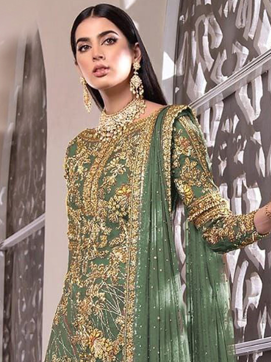 Pista Net Embroidered Festival Party Pant Salwar Kameez