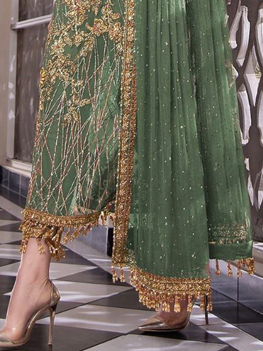 Pista Net Embroidered Festival Party Pant Salwar Kameez