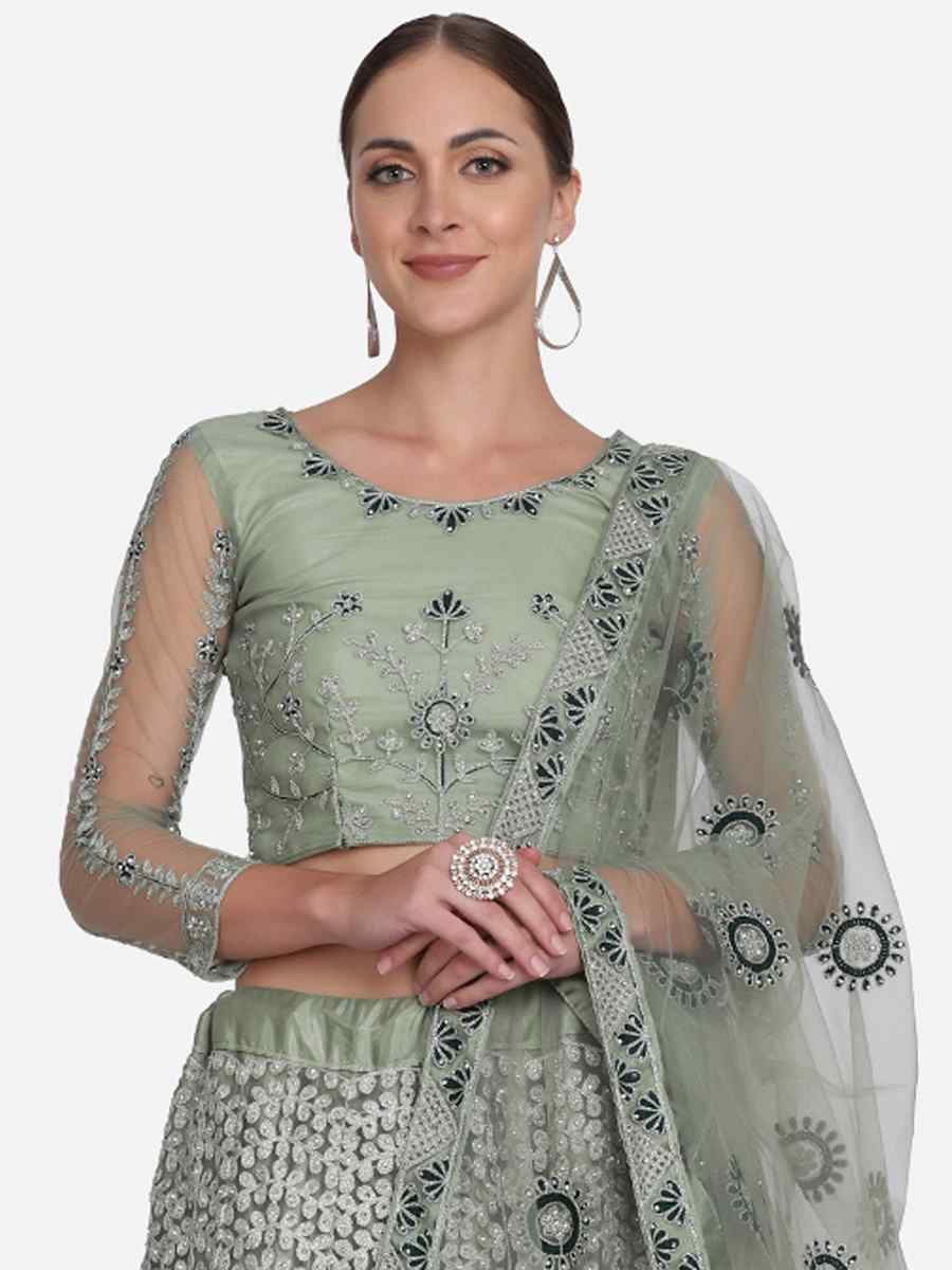 Pista Net Zari Wedding Festival Circular Lehenga Choli