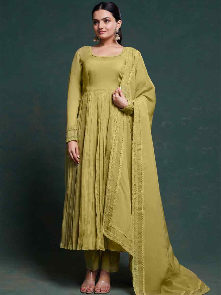 Pista Organza Embroidered Party Casual Ready Anarkali Salwar Kameez