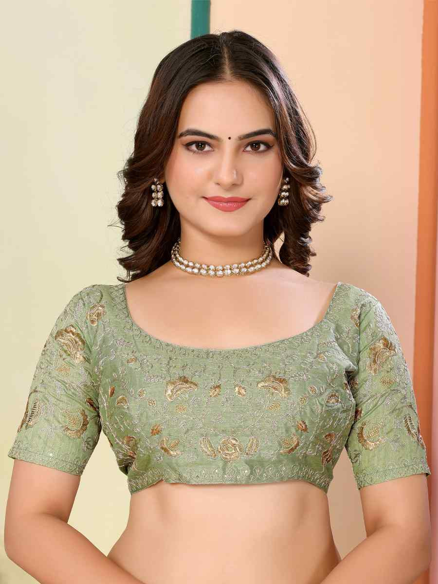 Pista Organza Embroidery Traditional Festival Reception Festival Wedding Fancy Heavy Border Saree