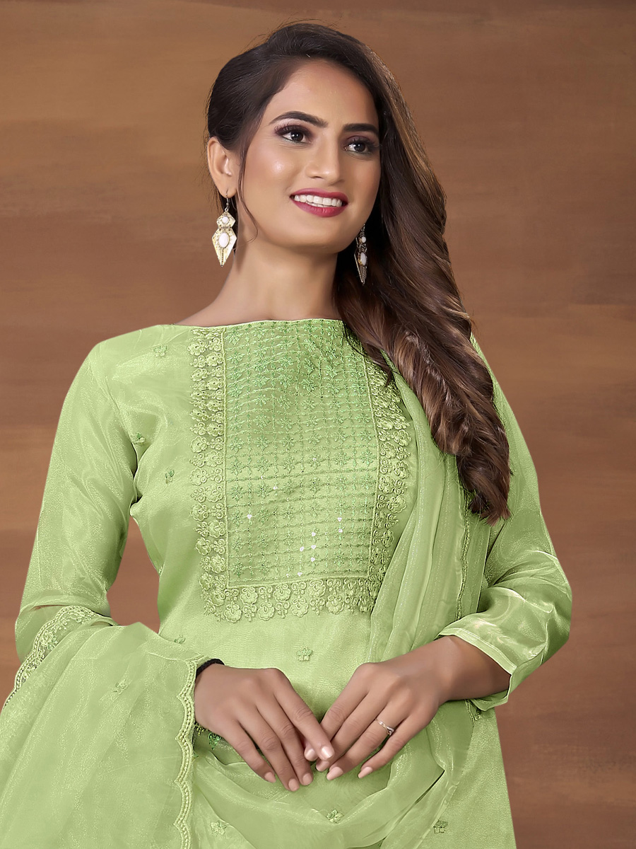 Pista Organza Printed Casual Festival Pant Salwar Kameez