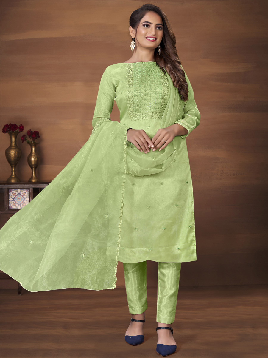 Pista Organza Printed Casual Festival Pant Salwar Kameez