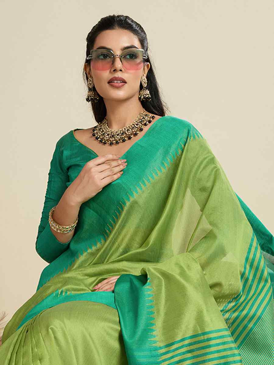 Pista Premium Khadi Raw Silk Zari Handwoven Casual Reception Festival Wedding Fancy Classic Style Sarees
