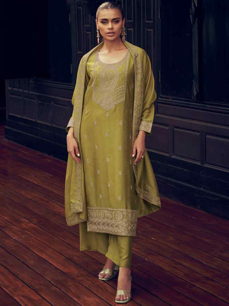 Pista Premium Silk Embroidered Party Festival Pant Salwar Kameez