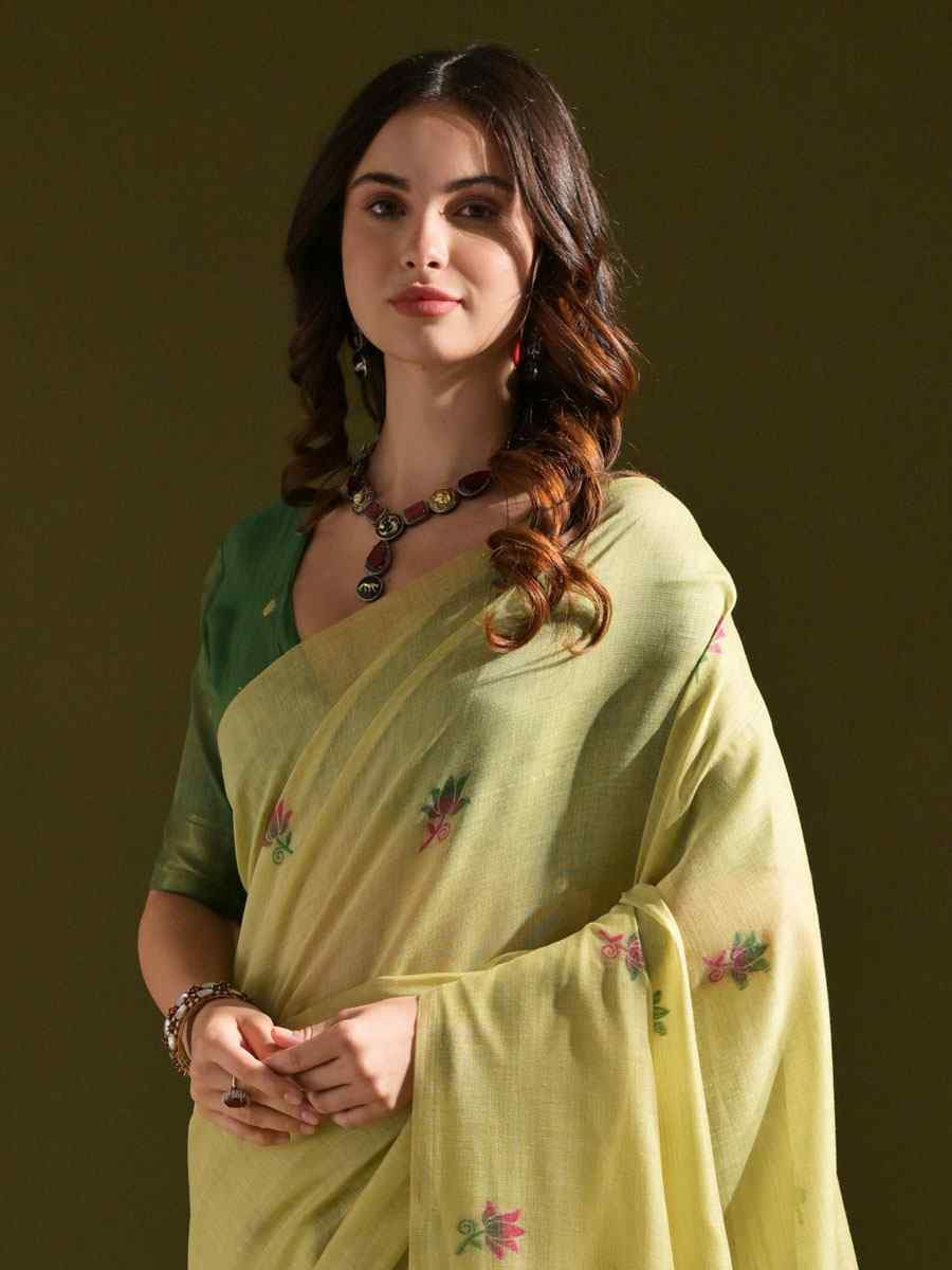 Pista Premium Soft Muga Cotton Handwoven Casual Reception Festival Wedding Fancy Classic Style Sarees