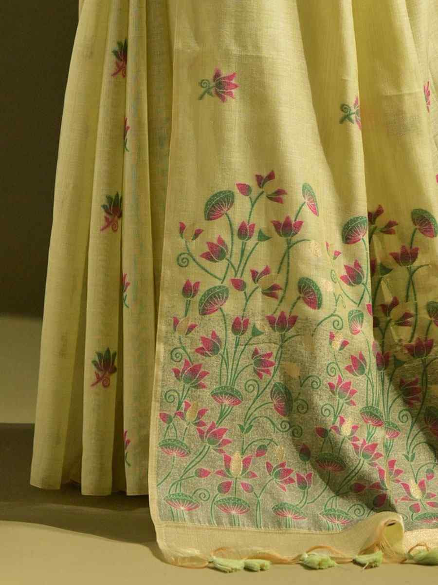 Pista Premium Soft Muga Cotton Handwoven Casual Reception Festival Wedding Fancy Classic Style Sarees