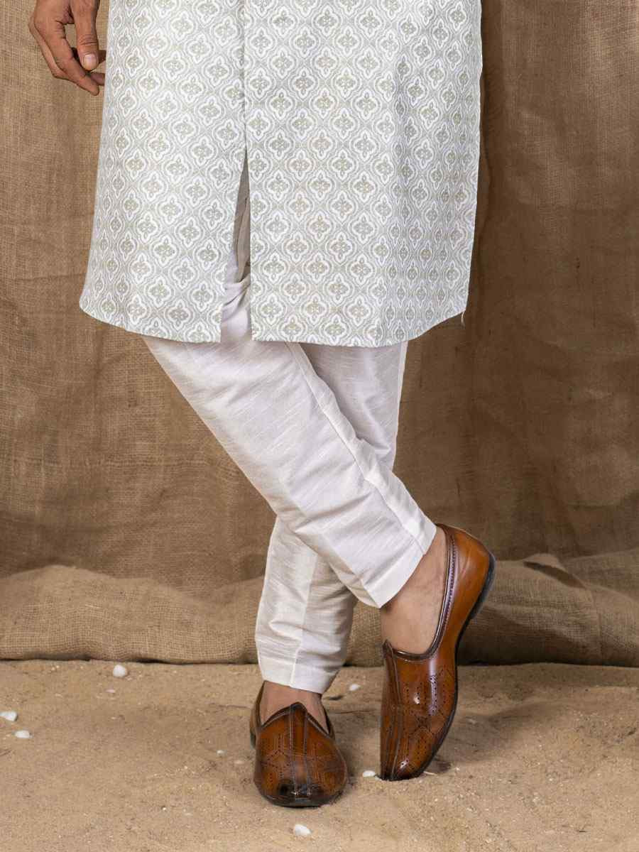 Pista Printed Cotton Silk Embroidery Festival Wedding Party Mens Kurta